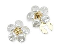 ViVDuo Baroque Imitation Pearl Button Covers, 18K Gold Plated Brass, Flower Design for Wedding and Business Shirts, XL, Brass Imitation Pearl, no gemstone