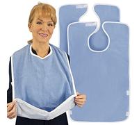 Vive Adult Bibs - Waterproof Apron Set for Men, Women for Eating with Adjustable Strap - Washable Reusable Large Terry Cloth for Elderly, Seniors and Disabled (2)