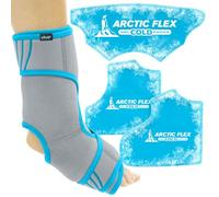Vive Ankle Ice Pack Wrap - Foot Cold/Hot Compression Brace - Adjustable Freeze Support for Cooling/Heating Achilles Injuries, Tendonitis, Plantar Fasciitis, Sore Feet, Inflammation (Grey)