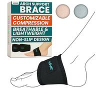 Vive Arch Support Brace (Pair) - Plantar Fasciitis Gel Strap for Men, Woman - Orthotic Compression Support Wrap Aids Foot Pain, High Arches, Flat Feet, Heel Fatigue (Black)