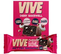 Vive Better Brownie Cherry Bakewell with Immunity Vitamins - Low Calorie Vegan Treat - Healthy Protein Snack - Pack of 15