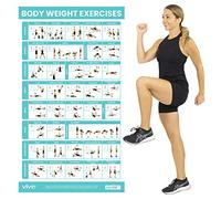 Vive Body Weight Workout Poster - Bodyweight Exercises For Home Gym - Laminated Hitt Chart For Abs, Glute, Core, Legs, Arms, Back - No Equipment Needed (Body Weight Workout)