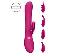 Vive Chou Pink Double Action Interchangable Heads Waterproof Rabbit Vibrator