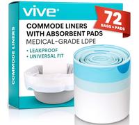 Vive Commode Liners with Absorbent Pad - Disposable Replacement Bag - Fits Standard Adult Bariatric Bedside Commode Pail and Folding, Portable Toilet Chair - Absorbing Sheet Aid (72 pack)