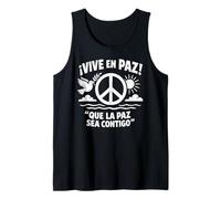 Vive En Paz Spanish Peace Sign Dove Sun Waves Positive Quote Tank Top
