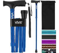 Vive Folding Cane - Foldable Walking Cane for Men, Women - Fold-up, Collapsible, Lightweight, Adjustable, Portable Hand Walking Stick - Balancing Mobility Aid - Sleek, Comfortable