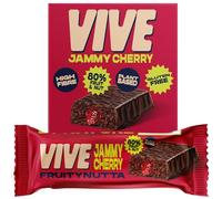 Vive Jammy Cherry Fruity Nutta Bars - Vegan Fruit & Nut Snack with Real Fruit Jam Filling - 80% Fruit & Nut, Belgian Chocolate Coated, Gluten-Free, Natural Ingredients - Pack of 20 Healthy Snack Bars