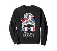 Vive La France Bastille Day French Flag Messy Bun Women Sweatshirt