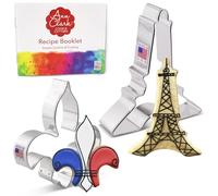 Vive La France Cookie Cutters 2-Pc. Set (Eiffel Tower and Fleur de Lis) Made in USA