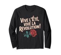Vive l'Été Vive la Révolution Rose Graphic Design Long Sleeve T-Shirt