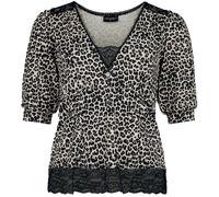 Vive Maria Romantic Leopard Print Top Long-sleeve Shirt brown black M