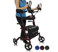 Vive Mobility Upright Rollator Walker for Seniors with Seat and Armrests - Stand Up Folding Heavy Duty Medical Walker for Elderly, Handicap - Walking Assist, Foldable Transport Chair - 300 lb Capacity