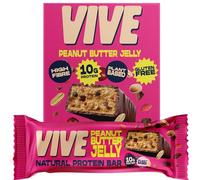 Vive Peanut Butter Jelly Protein Bars - Dark Chocolate Coated, Vegan, High Fibre Snacks - Pack of 12