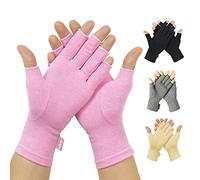 Vive Pink Arthritis Gloves Fingerless - Hand Compression Open Finger Design for Women and Men - Comfy Fit, Breathable and Moisture Wicking - Carpal Tunnel, Joint and Rheumatoid Pain Relief (Large)