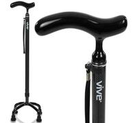 Vive Quad Cane - Carbon Fiber Lightweight Walking Stick for Men & Women - Adjustable Ergonomic Grip Handle - Nonslip Four Prong Rubber Tips for Right & Left Stability Support - Mobility Travel Aid