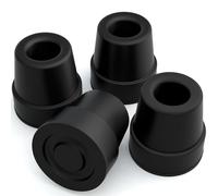 Vive Quad Cane Tips (Set of 4) - Heavy Duty 1/2 inch Replacement Rubber Foot - Black Attachment Base Grip - Accessories for Walking and Standing Stick - Durable End for Women, Men, Seniors, Elderly