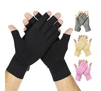 Vive Rheumatoid Arthritis Gloves - Men and Women Fingerless Compression Wrap for Hand Pain and Osteoarthritis - Black Hand Wrap for Arthritic Joint Symptom Relief (Large)