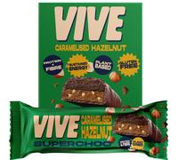 Vive Superchoc Low Sugar High Fibre Caramelised Hazelnut Chocolate Bar - Protein Packed - Vegan Healthy Snack