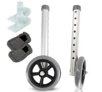 Vive Walker Wheels, Ski Glides, Accessories Covers for Seniors (6 PCS), Replacement Feet Parts Ball Set for Folding Medical Roller Safety- Front, Back Stability 5" Rubber, Bariatric - Universal Size