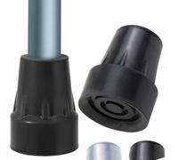 Vive Walking Stick Rubber Ends (2 Pack) - 19mm Replacement Ferrules for Walking Cane - Non-Slip Tip (Black)