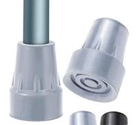 Vive Walking Stick Rubber Ends (2 Pack) - 19mm Replacement Ferrules for Walking Cane - Non-Slip Tip (Grey)