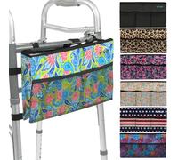 Vive Wheelchair Zimmer Frame Bag - Water Resistant Accessory Basket Provides Hands Free Storage for Folding Walkers - Attachment Fits Wide (Green Paisley)