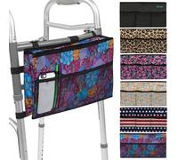 Vive Wheelchair Zimmer Frame Bag - Water Resistant Accessory Basket Provides Hands Free Storage for Folding Walkers - Attachment Fits Wide (Purple Floral)