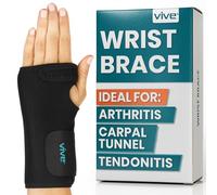 Vive Wrist Brace - Carpal Tunnel Hand Compression Support Wrap for Men, Women, Tendinitis, Bowling, Sports Injuries Pain Relief - Removable Splint - Universal Ergonomic Fit (Left)