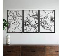 Vivegate Black Minimalist Floral Single Line Metal Wall Art Decor - 18"X12" 3 Packs Black Floral Abstract Minimalist Lines Wall signs for Hanging home wall decor