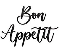 Vivegate Bon Appetit Metal Wall Decor - 17"X12" Black Farmhouse Modern Cute large Bon Appetit Metal Wall Art For Hanging kitchen signs wall decor