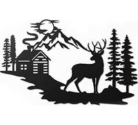 Vivegate Deer Wall Decor - 17.5”X11” Deer Decorations for Home Rustic Forest Wall Decor Deer Pictures Cabin Bathroom Wildlife Metal Wall Art