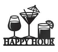 Vivegate Happy Hour Sign Metal Bar 14"X11" Black Happy Hour Bar Signs for Home Bar Decor Home Bar Signs Wall Art for Bar Out Door Bar Decor