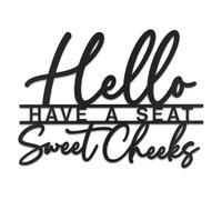 Vivegate Hello Sweet Cheeks Sign Metal Black Bathroom Wall Decor - 15"x11" Modern Farmhouse Wall Art for Hanging