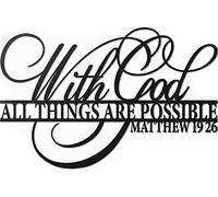 Vivegate With God All Things Are Possible Sign Metal Wall Decor, 18"X12" Inch Religious Scripture Black Christian Bible Verses Everthing Is Possible with God Bibical Wall Hanging Decoration