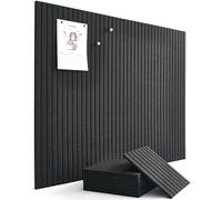 VIVELDA Large Cork Board - Black Felt Alternative, Slat Wall Paneling, Bulletin Board Tiles for Office Wall Decor, Push Pin Organizer - 12-Pack