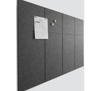 VIVELDA Large Cork Board for Office Black Felt Board Alternative - Felt Bulletin Board Tiles for Office Wall Decor, Push pin Board Wall Organizer for Office - Pack of 12 (Moonstone)