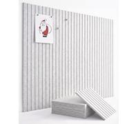 VIVELDA Large Cork Felt Board Alternative - Slat Wall Paneling, Felt Bulletin Tiles for Decor, Push Pin Board - 12-Pack (Marble White)