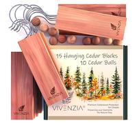 Vivenzia Cedar Blocks for Clothes Storage - Including 15 Hang-ups and 10 Balls - Aromatic Cedar for Closet (25 pcs)