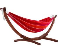 Vivere Double Cotton Hammock with Solid Pine Arc Stand - Mimosa