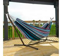 Vivere Double Cotton Hammock With Stand (250 Cm) - Denim