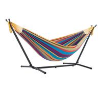 Vivere UHSDO8-20 Double Cotton Hammock with Space-Saving Steel Stand Including Carrying Bag, Tropical