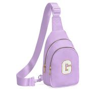 Viverte Birthday Gifts for 7 8 9 10 11 12 13 Year Old Girls Small Initial Sling Bag Cross Body Bag Fanny Pack for Girls, Lavender, S, G