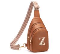 Viverte Crossbody Bags for Women Initial Sling Bag Cross Body Fanny Packs Personalized Gifts for Mom Women Wife, Brown, 6.69 x 2.95 x 10.23 inches, Z
