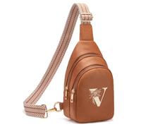 Viverte Crossbody Bags for Women Initial Sling Bag Cross Body Fanny Packs Personalized Gifts for Mom Women Wife, Brown, 6.69 x 2.95 x 10.23 inches, V