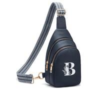 Viverte Crossbody Bags for Women Initial Sling Bag Cross Body Fanny Packs Personalized Gifts for Mom Women Wife, Navy Blue, 6.69 x 2.95 x 10.23 inches, B