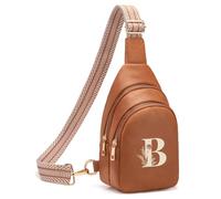 Viverte Crossbody Bags for Women Initial Sling Bag Cross Body Fanny Packs Personalized Gifts for Mom Women Wife, Brown, 6.69 x 2.95 x 10.23 inches, B