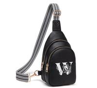 Viverte Crossbody Bags for Women Initial Sling Bag Cross Body Fanny Packs Personalized Gifts for Mom Women Wife, Black, 6.69 x 2.95 x 10.23 inches, W