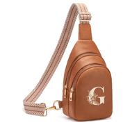 Viverte Crossbody Bags for Women Initial Sling Bag Cross Body Fanny Packs Personalized Gifts for Mom Women Wife, Brown, 6.69 x 2.95 x 10.23 inches, G