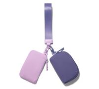 Viverte Mini Zip Around Keychain Wristlet Wallets Small Portable Dual Pouch Wristlet Detachable Coin Purse Pocket, Lavender+Purple, Multicolor