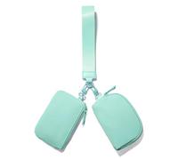 Viverte Mini Zip Around Keychain Wristlet Wallets Small Portable Dual Pouch Wristlet Detachable Coin Purse Pocket, Light Green, Solid Color